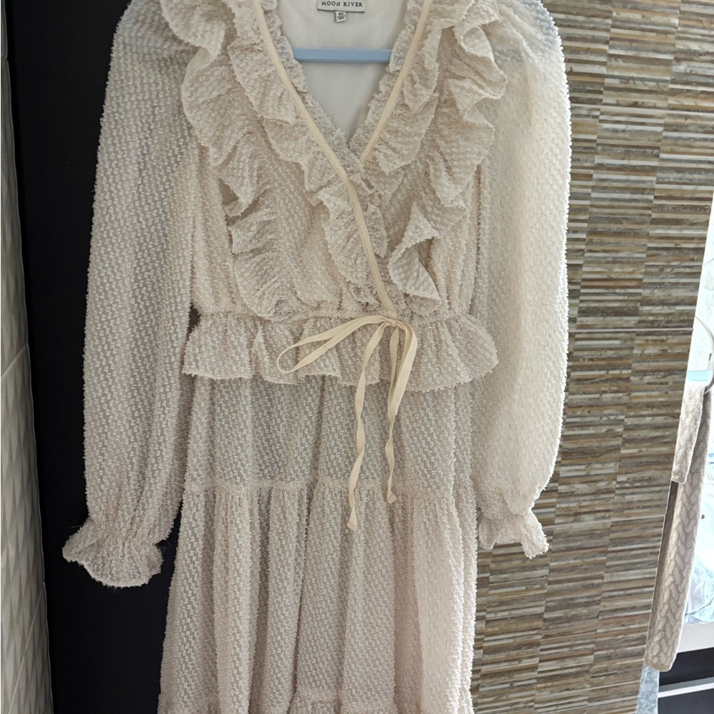 Rhode Cream Ruffle Dress